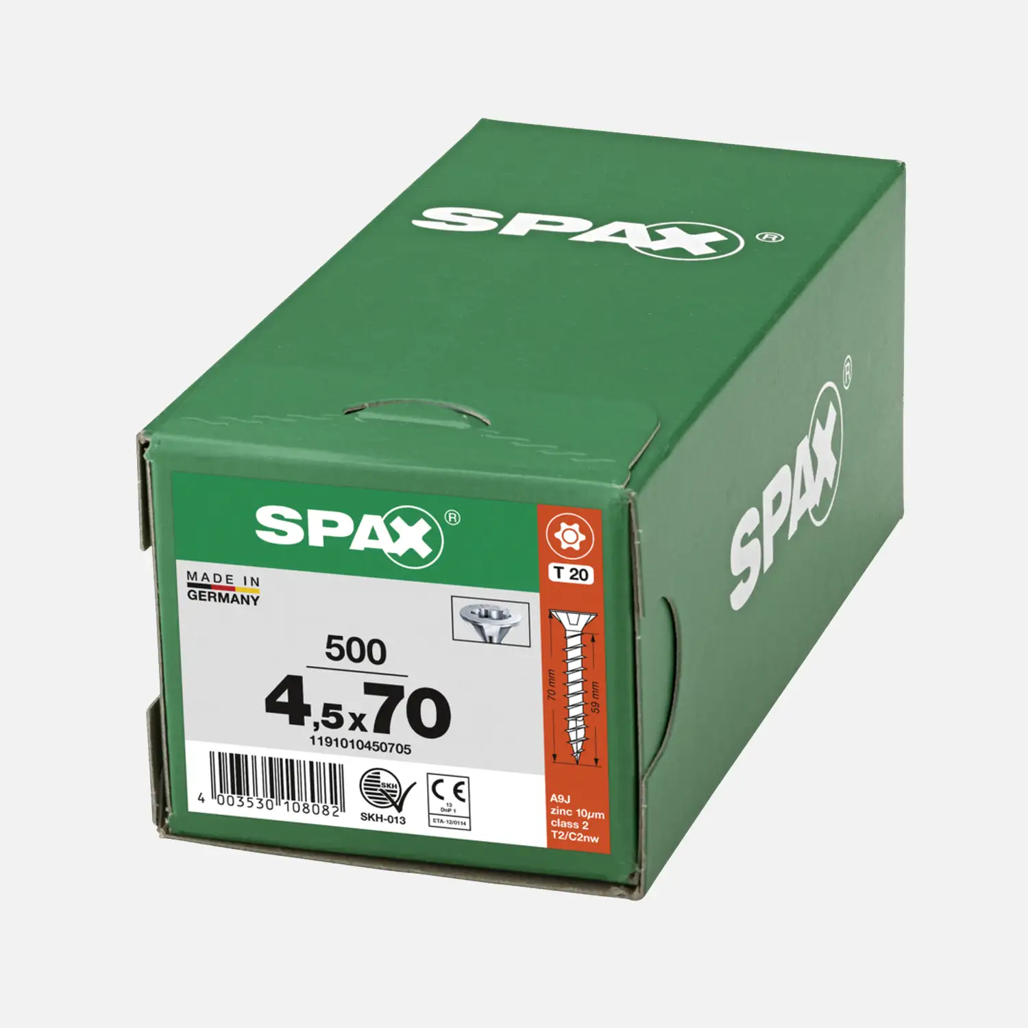 500 SPAX Spanplattenschrauben Senkkopf Torx galv verzinkt 4,5x70