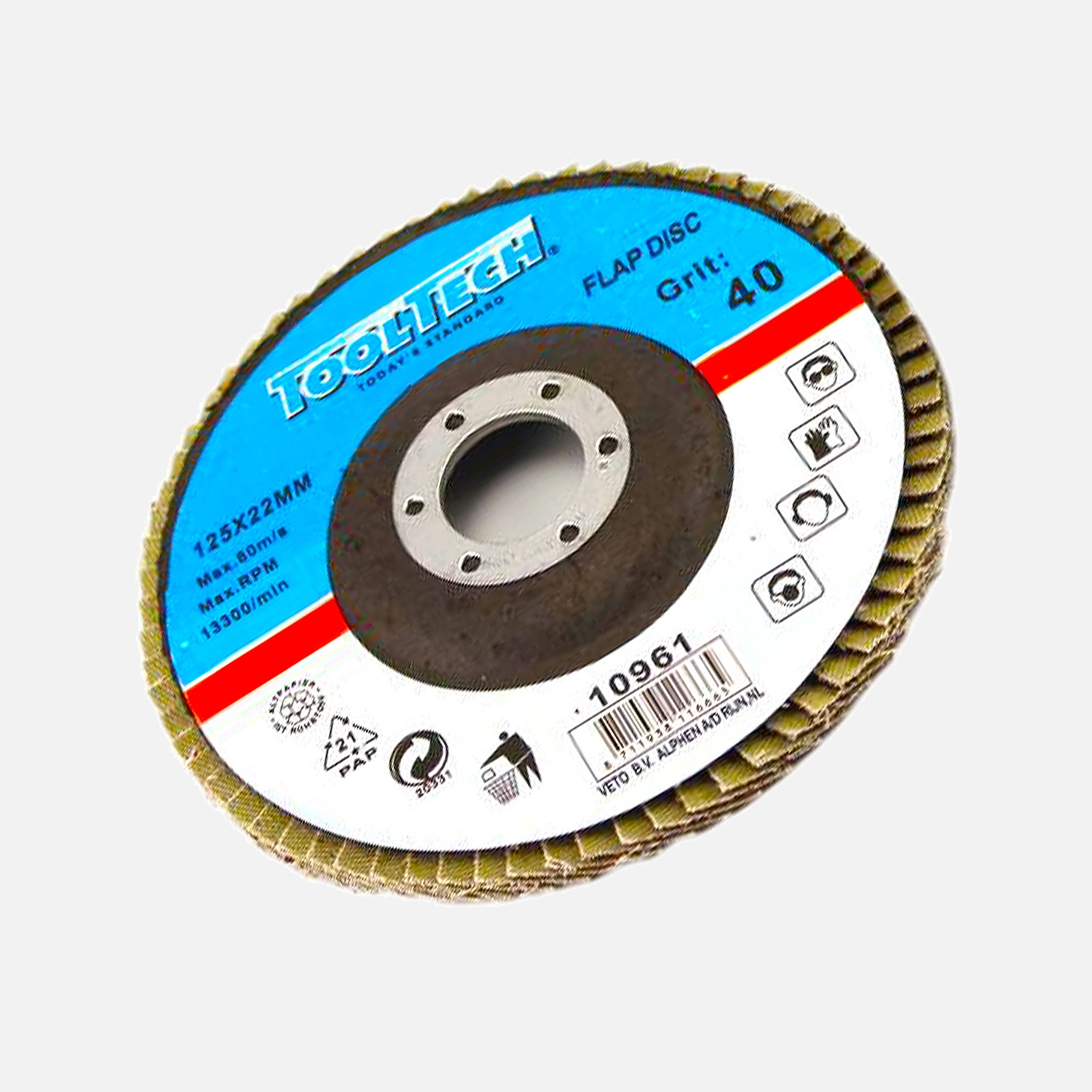 1 Fächerschleifscheibe, 125 mm. 22 mm, Aluminiumoxyd, Korn K40