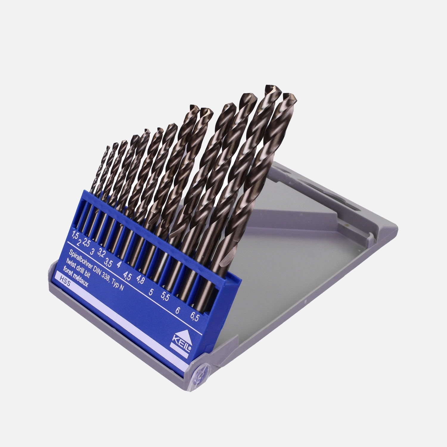 13 tlg. KEIL Edelstahlbohrer-Set DIN 338 - 1,5 - 6,5 mm Ø