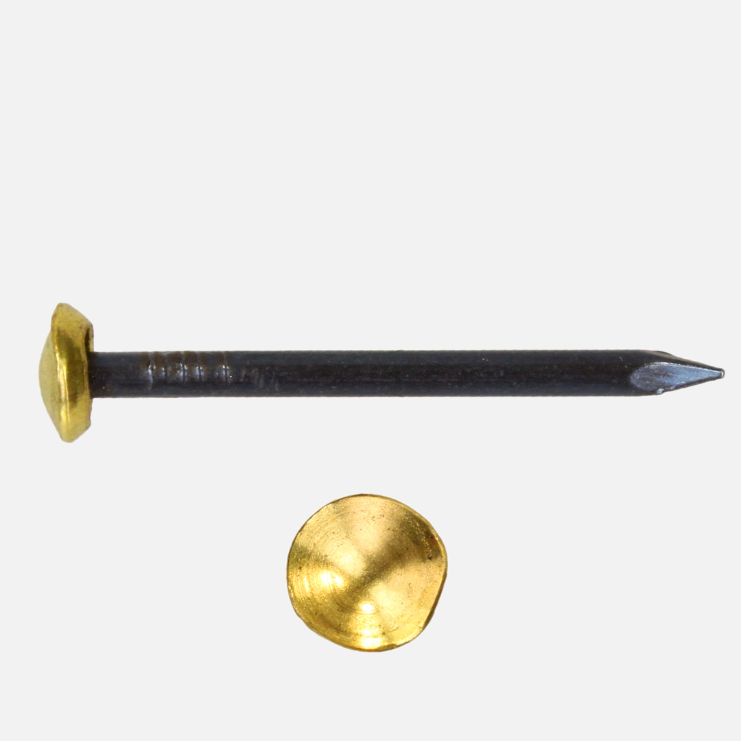 100 BÄR Stahl Bildernägel 2x30 mm, abgerundete Spitze, Messingkopf, Schaft blank