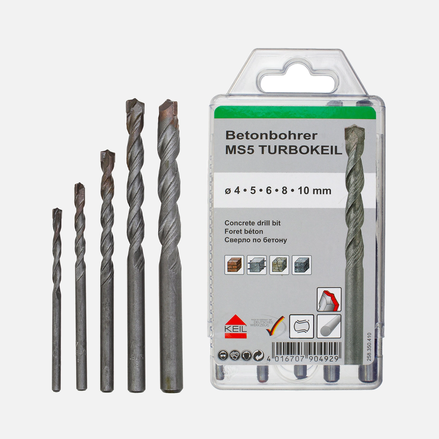 5 tlg. Betonbohrer-Set - KEIL - Ø = 4 - 5 - 6 - 8 10 mm