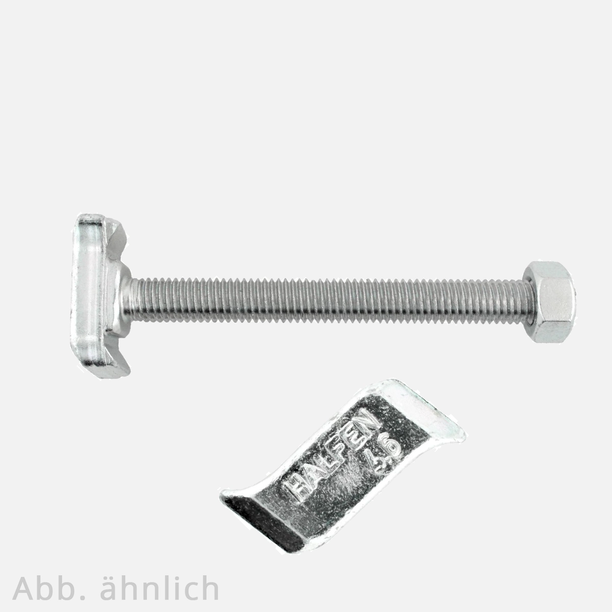 50 Halfenschrauben, Hammerkopfschrauben Typ 50/30 galvanisch verzinkt 4.6 M 16x40 mit Mutter