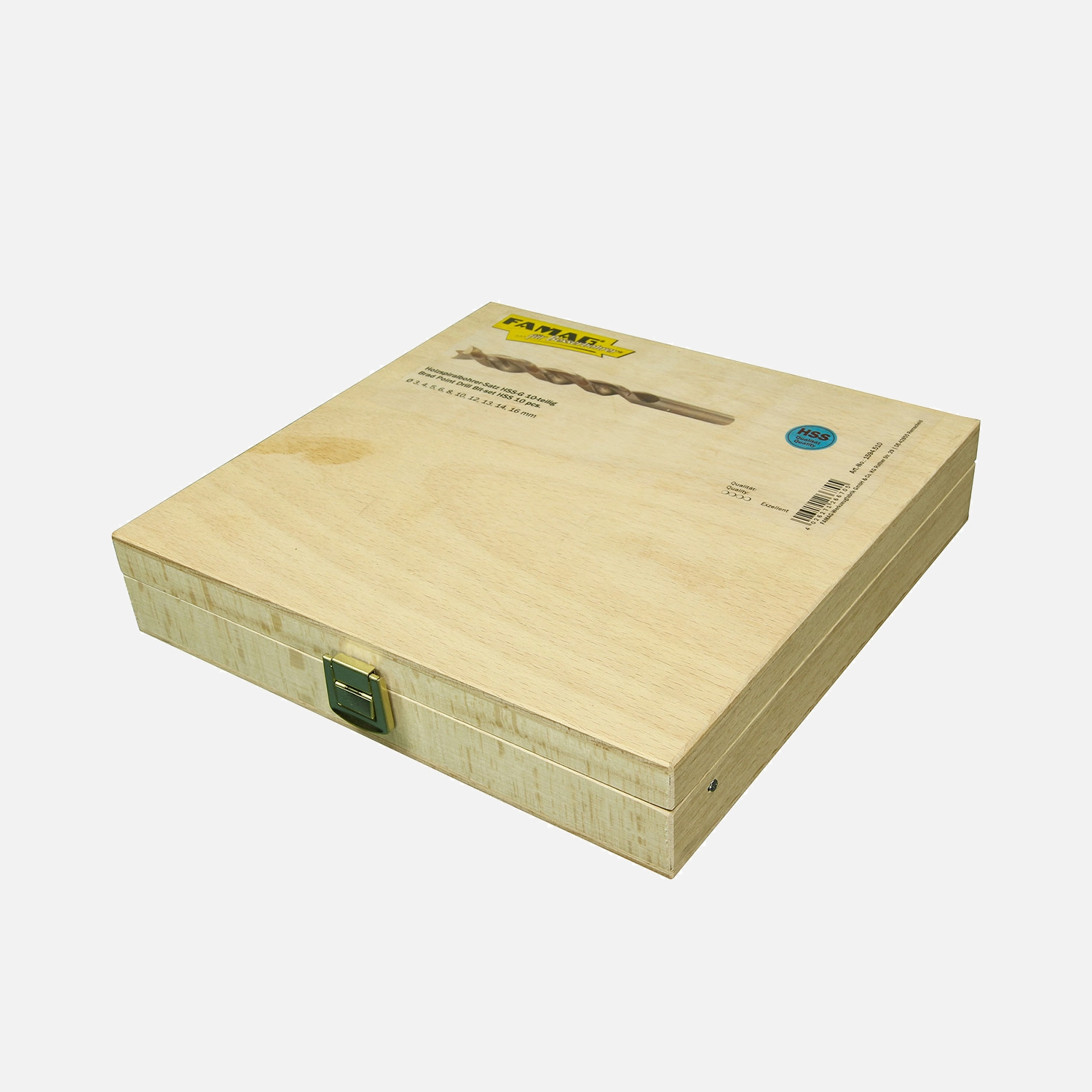 10 tlg FAMAG Holzspiralbohrersatz HSS-G, 3,4,5,6,8,10,12,13,14,16 mm