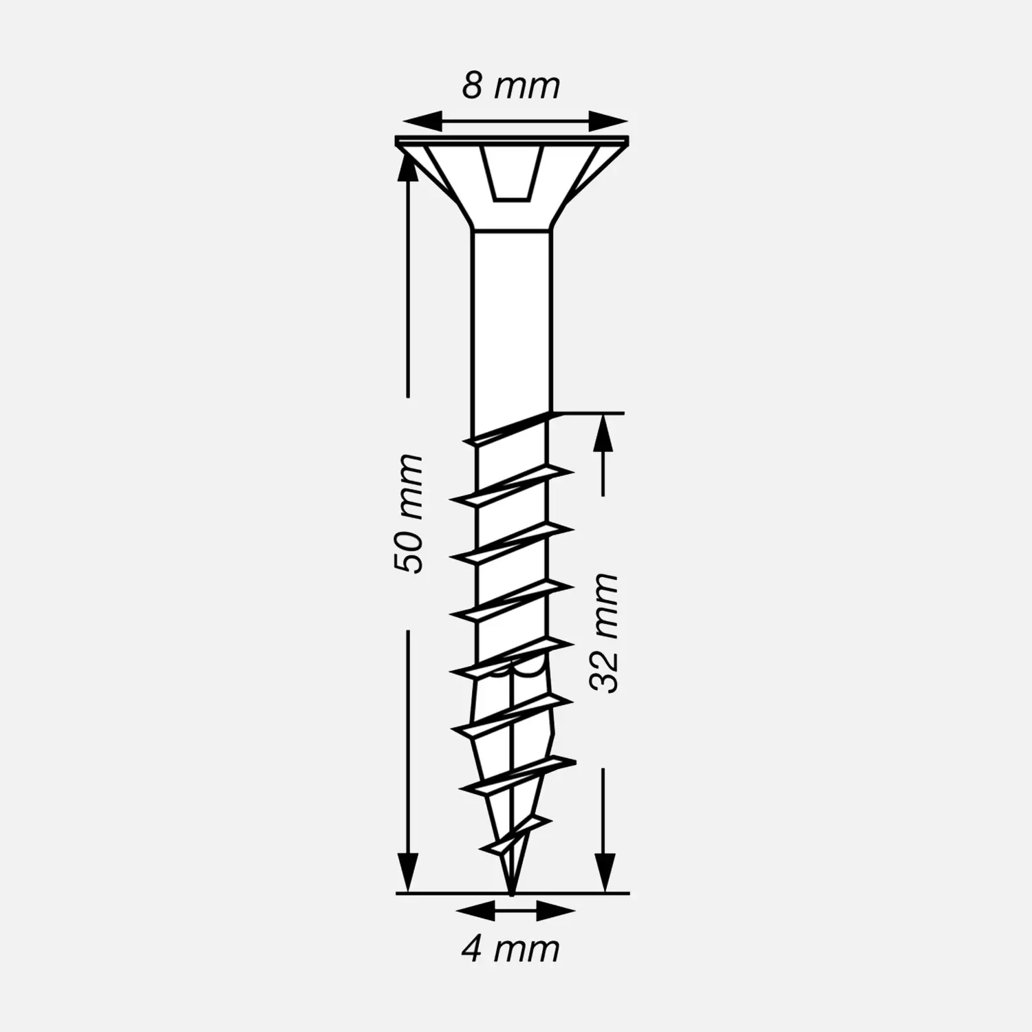 500 SPAX Universalschrauben 4x50mm, verzinkt, PZ, Senkkopf, Teilgewinde