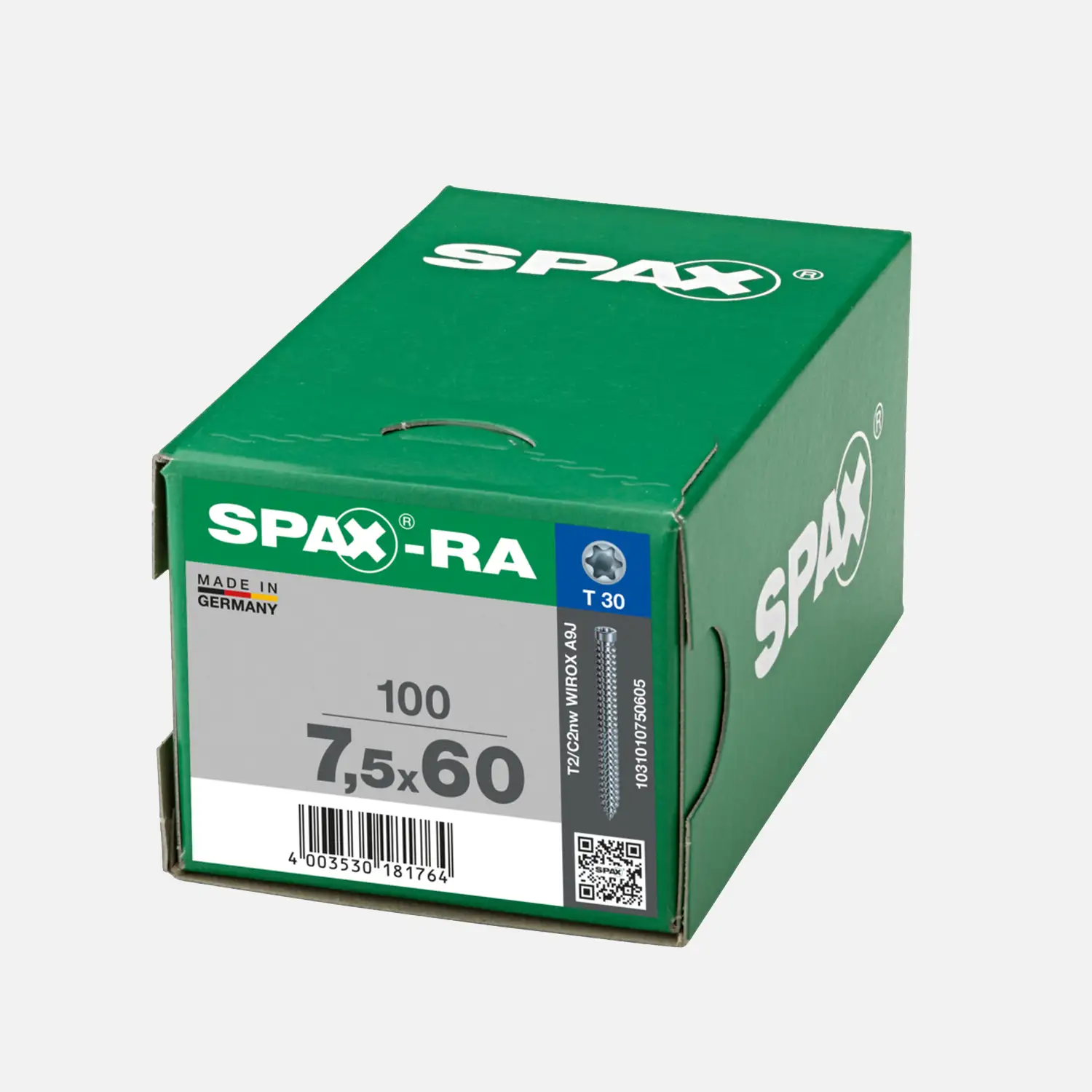 100 SPAX-RA Zyko Fensterrahmenschrauben 7,5x60 mm, verzinkt TX30, Zylinderkopf