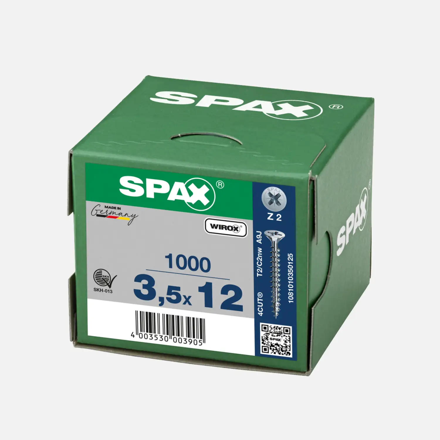 1000 SPAX Universalschrauben 3,5x12 mm - verzinkt - PZ - Senkkopf