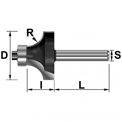 1 EDESSÖ Abrundfräser HW mit Kugellager - 10mm Radius, 32,7mm Ø, 12mm Schaft