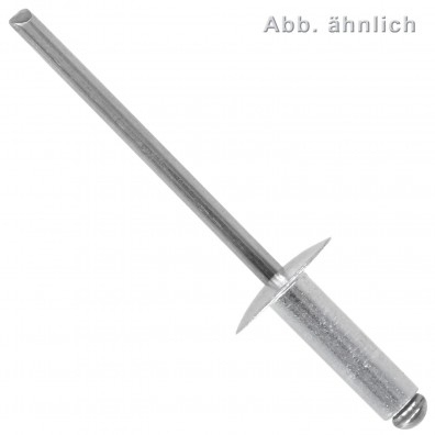 500 Blindnieten 5x12 mm - Aluminium / Edelstahl A2 Dorn - 11 mm Flachkopf