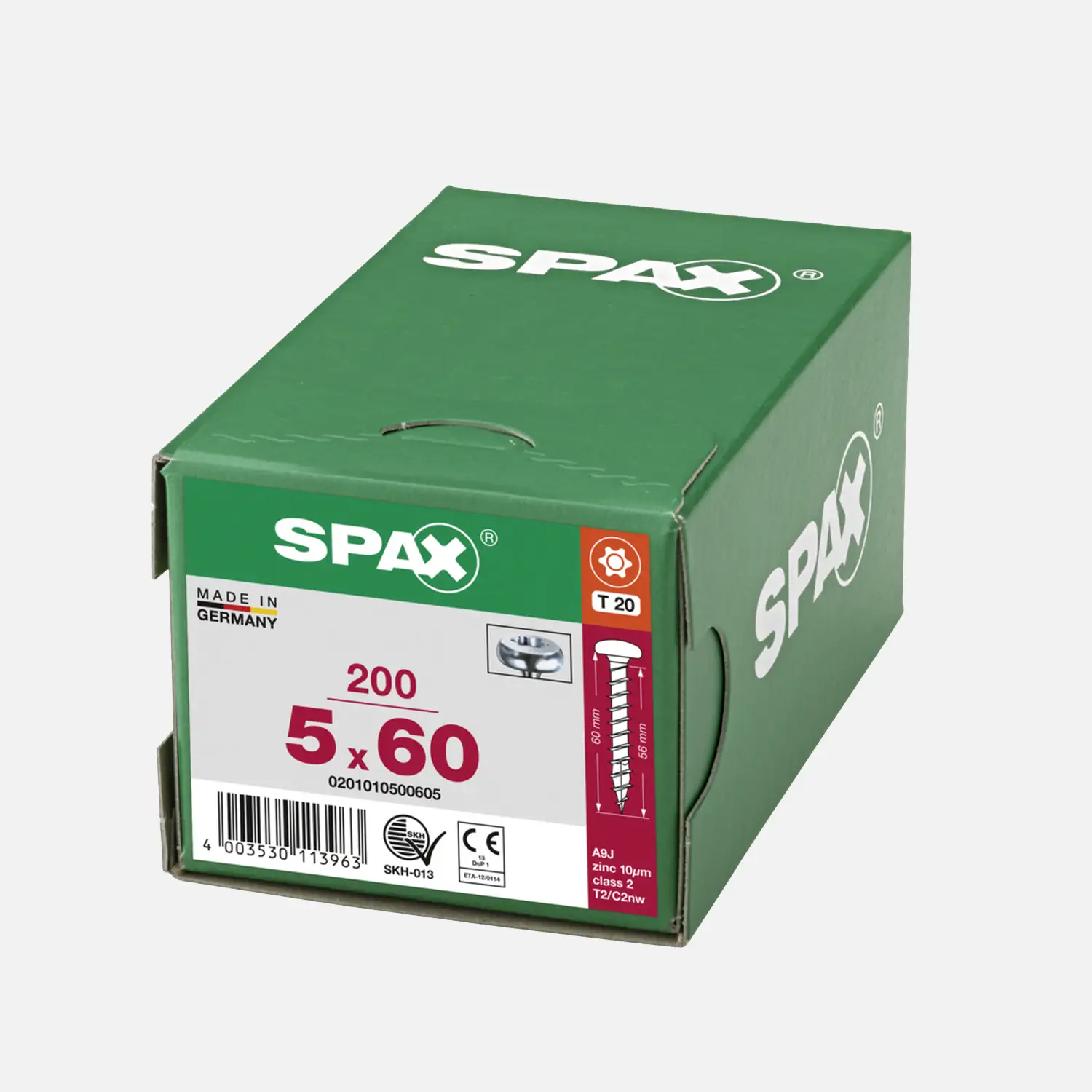 200 SPAX Universalschrauben 5x60 mm - verzinkt - T-Star - Halbrundkopf