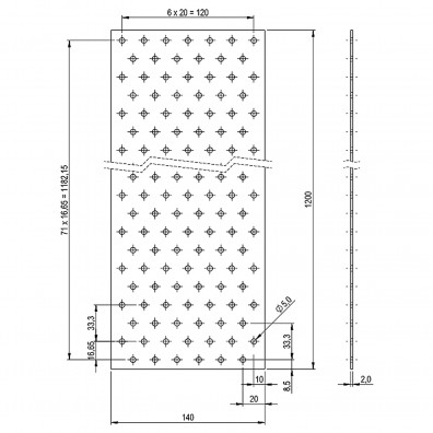 1 Lochplattenstreifen feuerverzinkt 140x1200x2 mm