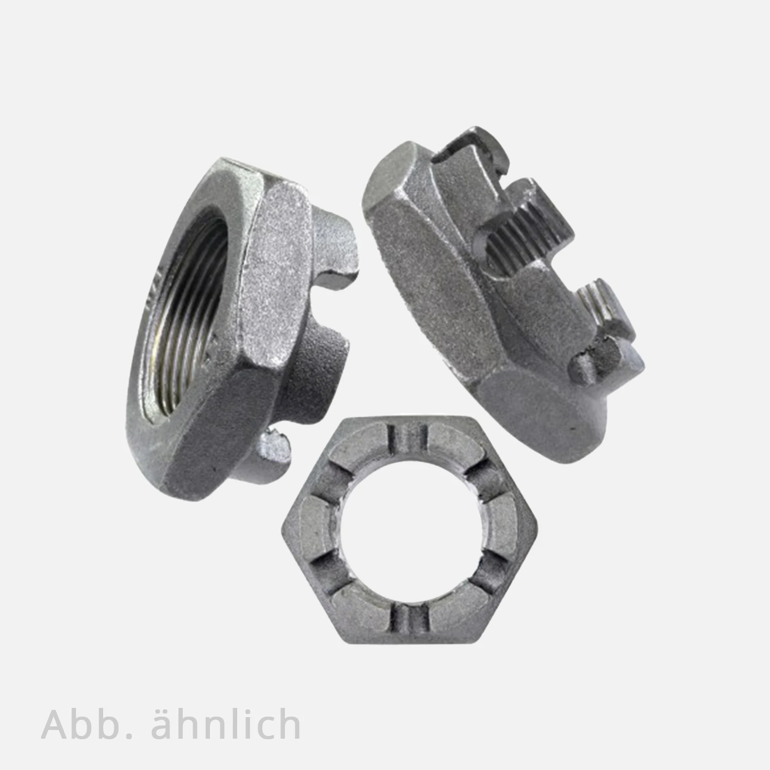 10 Kronenmuttern niedrige Form M35 - DIN 937 - 15 mm Feingewinde - blank