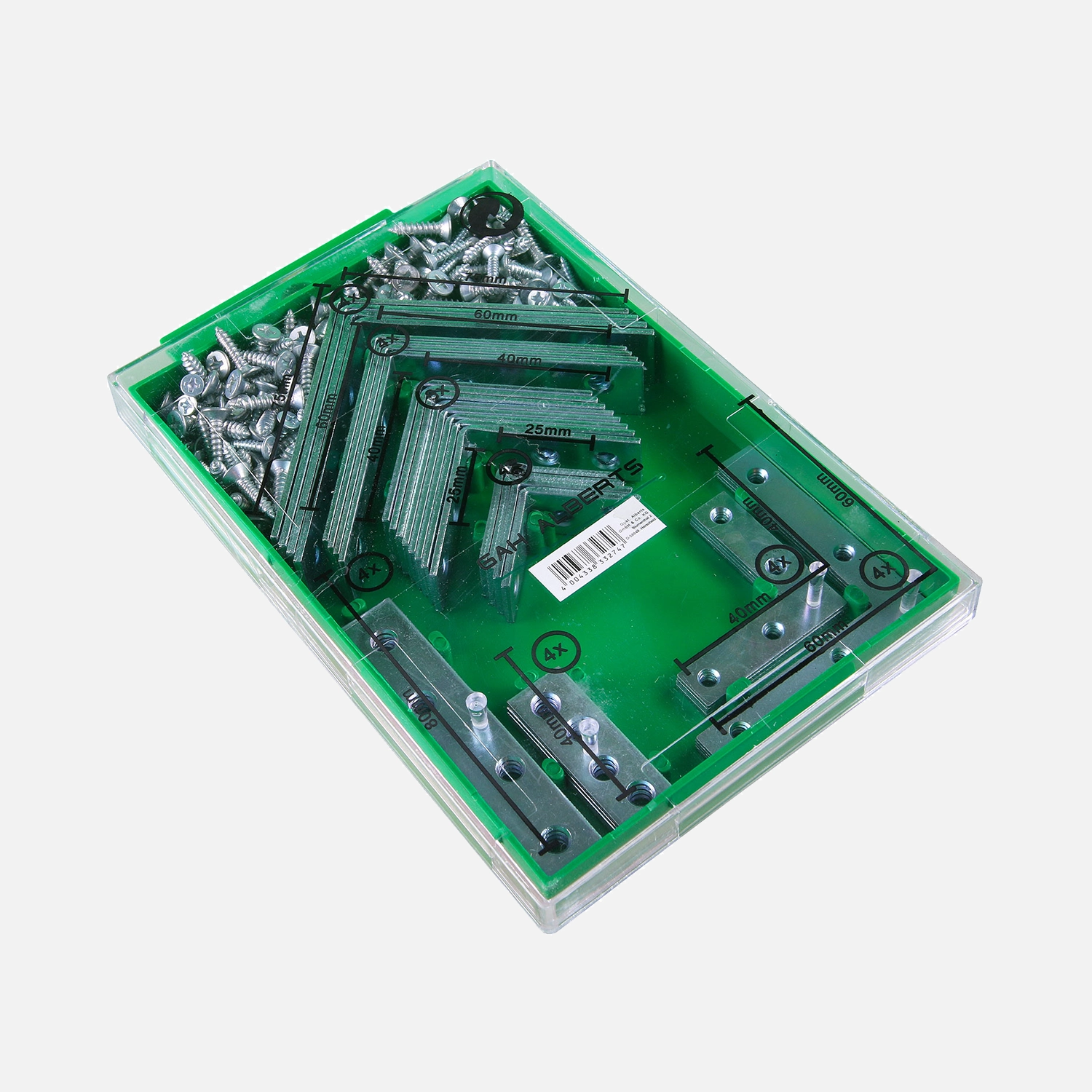 1 Winkelsortiment (181 Teile) - Winkel & Verbindungsbleche, blau verzinkt