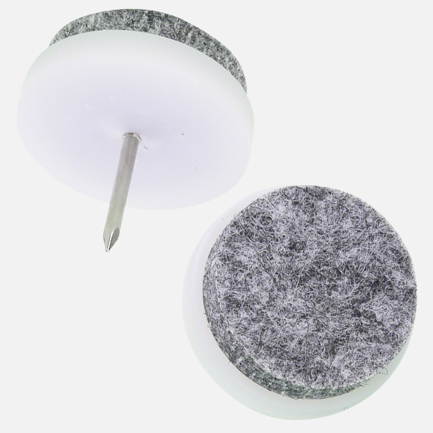 100 HSI Stuhlgleiter, Filz - Plastikplatte, eingeklebt - grau-weiß - 20mm