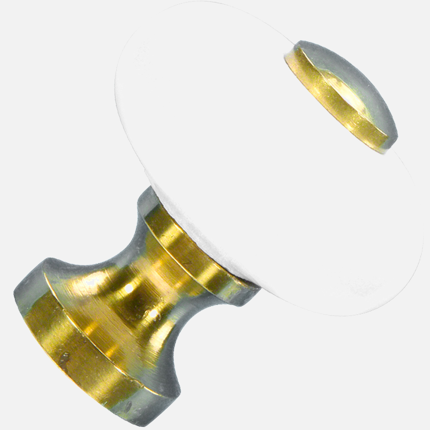 1 HSI Möbelknopf - Kugel Porzellan Messing poliert 25mm