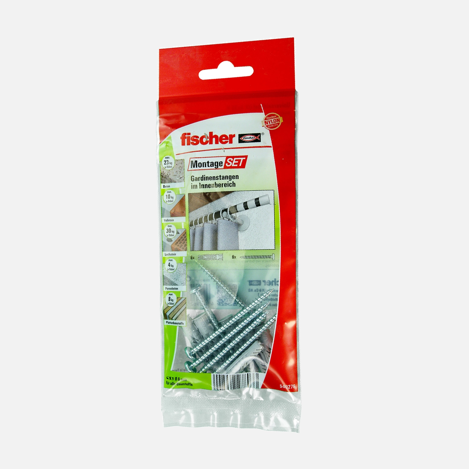 12 tlg. FISCHER Montage-Set Gardinenstangen Innenbereich