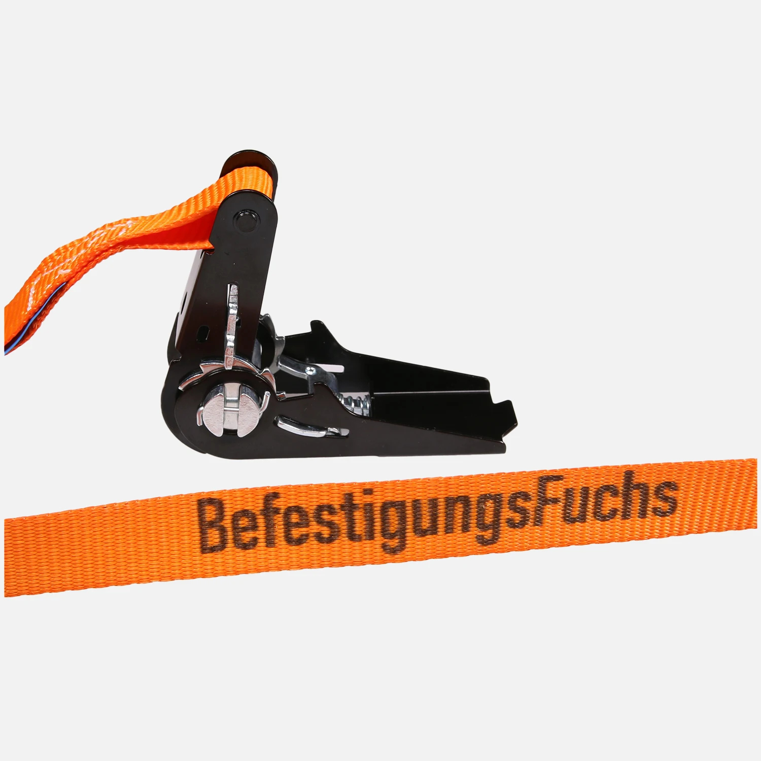 1 Umreifungsgurt bis 800kg einteilig 25mm orange mit BefestigungsFuchs Aufdruck länge 6 m