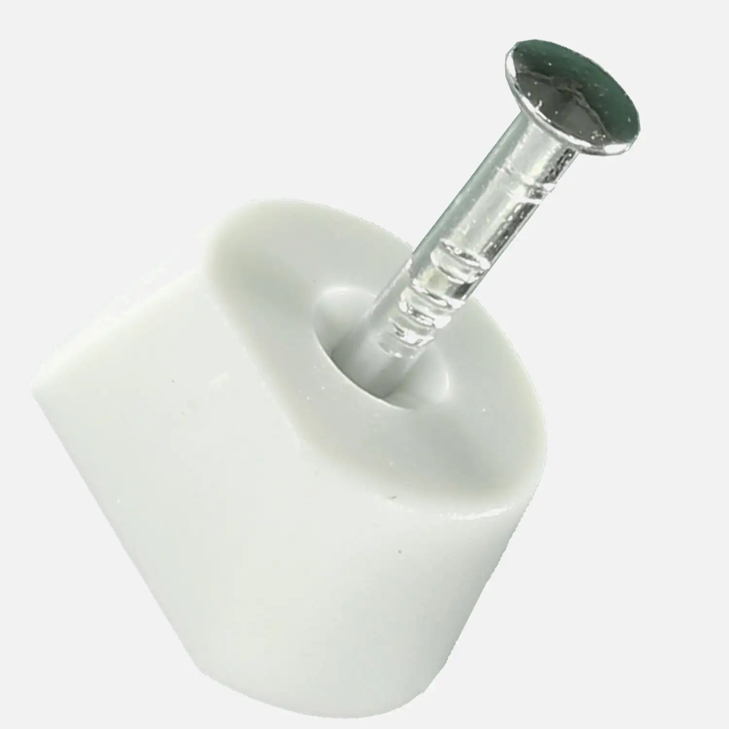 100 Bodenträger mit Nagelstift, abgeflacht, RAL 9010 Reinweiß