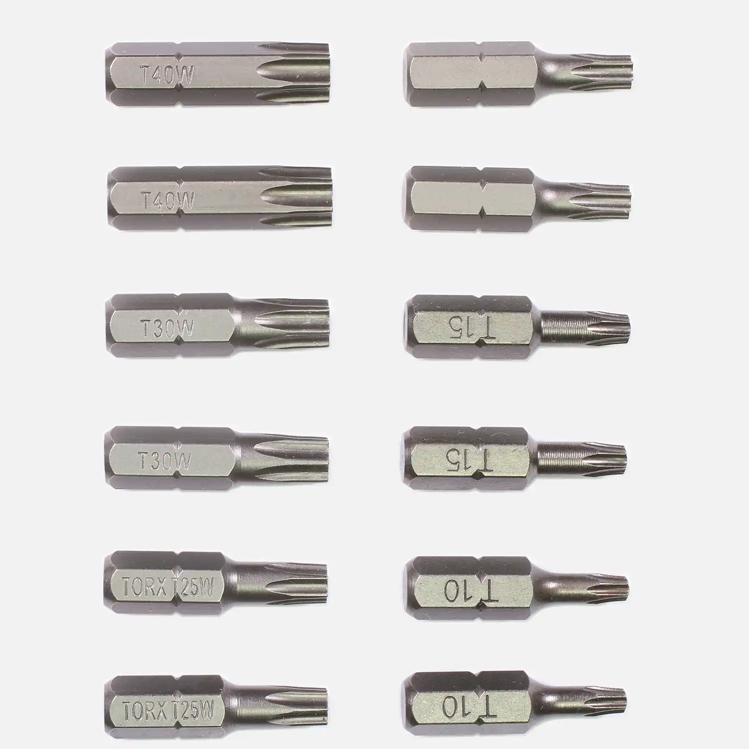 12 tlg. Torx Wedge Bitsatz, 1/4 Zoll E6,3 , TX10, 15, 20, 25, 30, 40, Länge 25 mm 