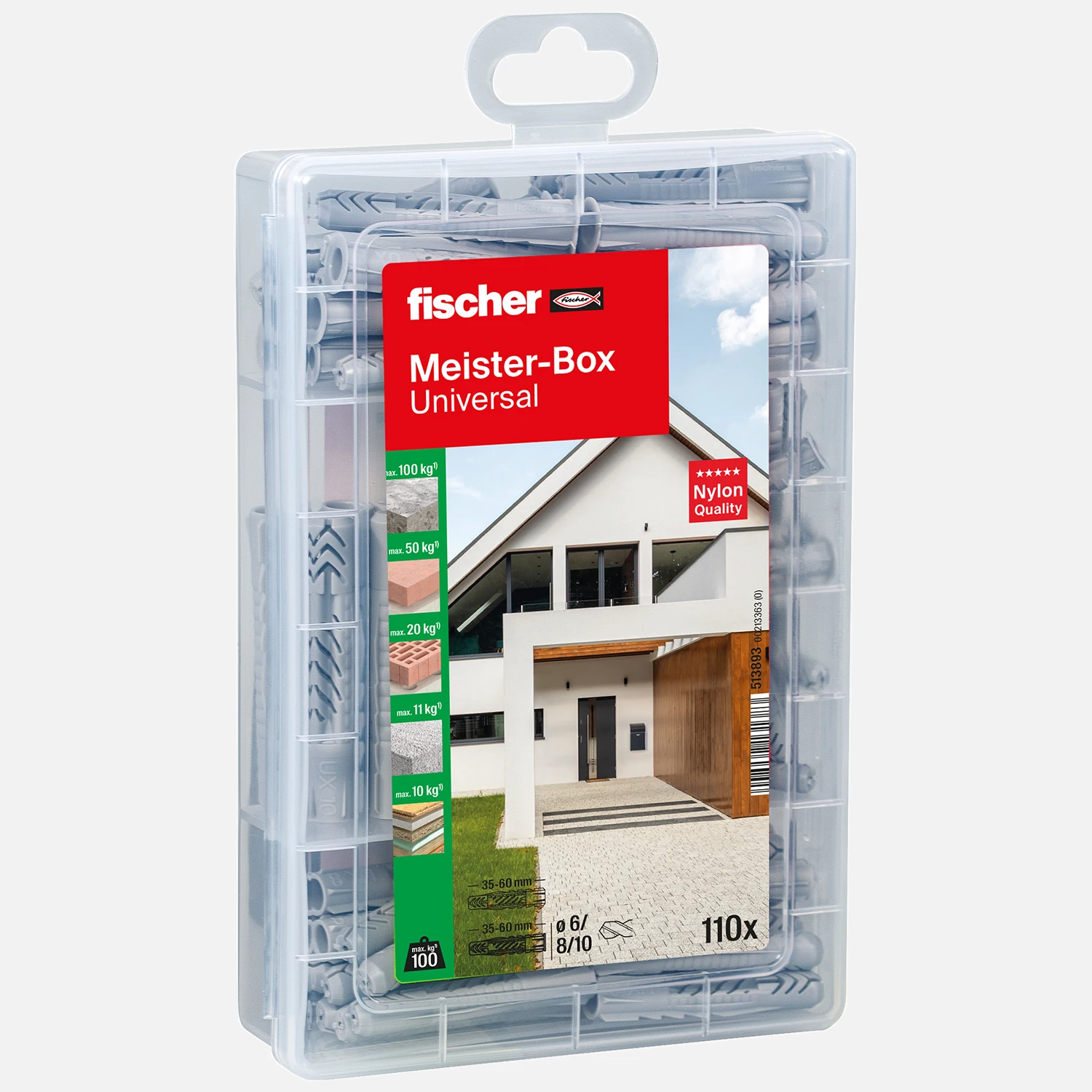110 tlg. FISCHER Meister-Box Universal - Dübel UX / UX R - 6/8/10 mm