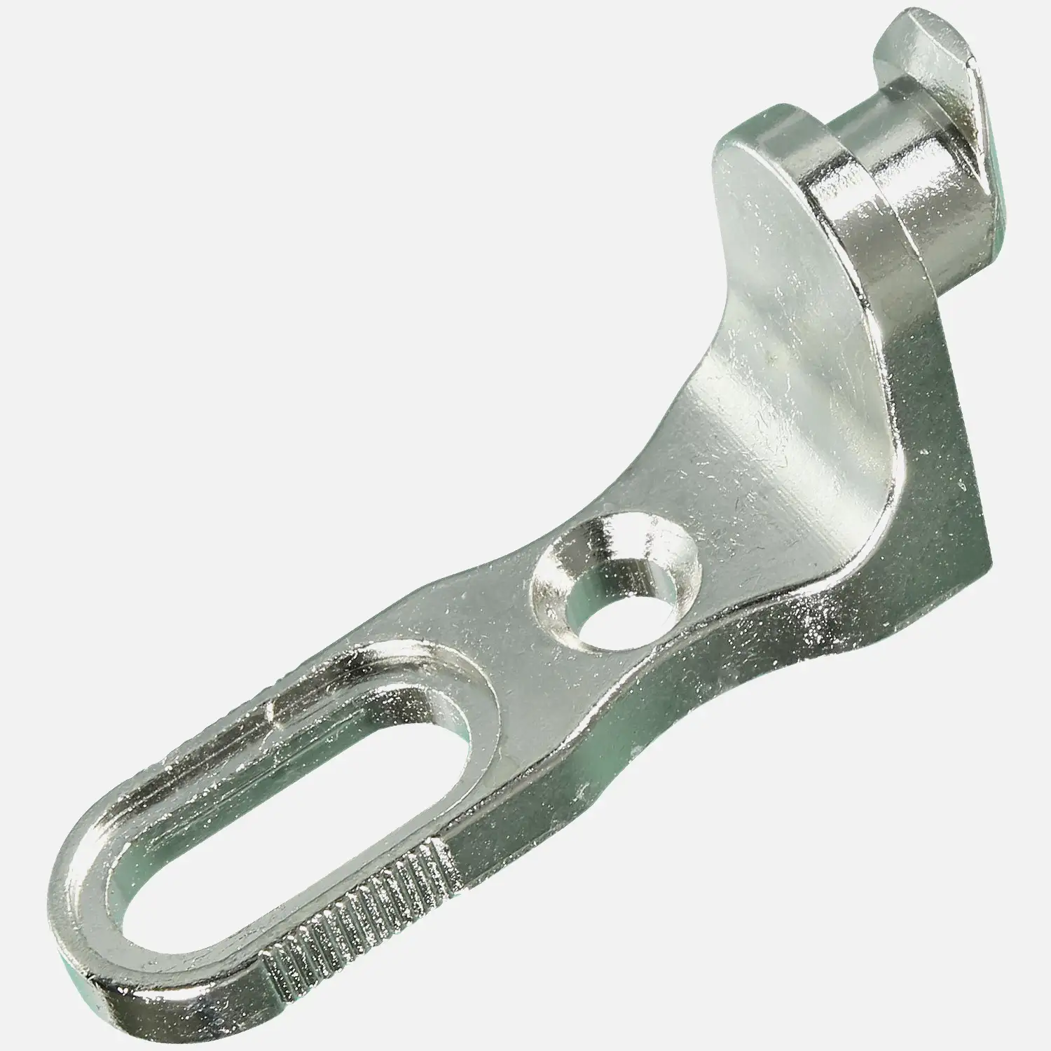 10 Rückwandhalter Zamak, 14,5x49,8 mm, lange leichte Ausführung, vernickelt 