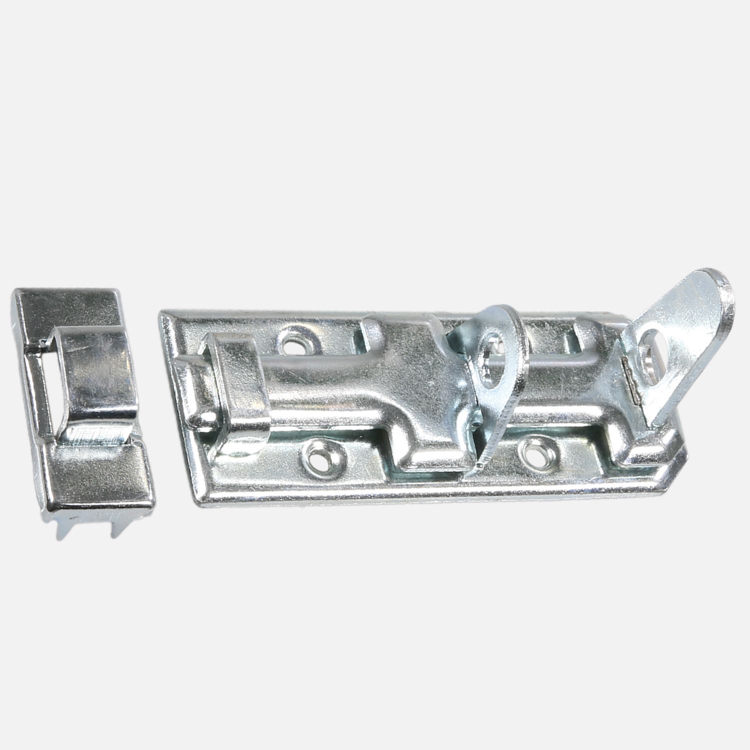 1 Sicherheits - Schlossriegel, dickschichtpassiviert, mit flachem Griff - 120x45x17 mm