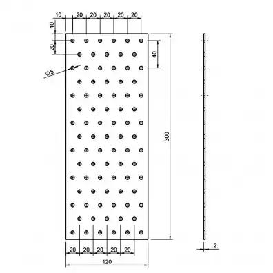 5 Standard Lochbleche feuerverzinkt 120x300x2 mm