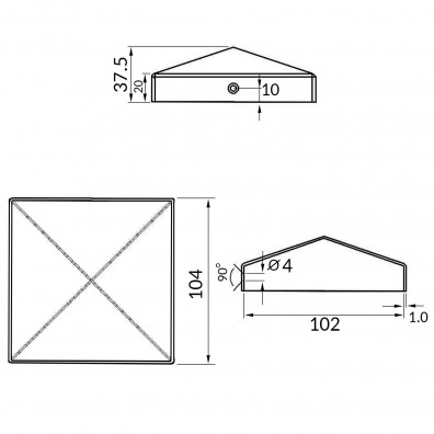 1 Pfostenkappe flach Stahl feuerverzinkt 100x100 mm