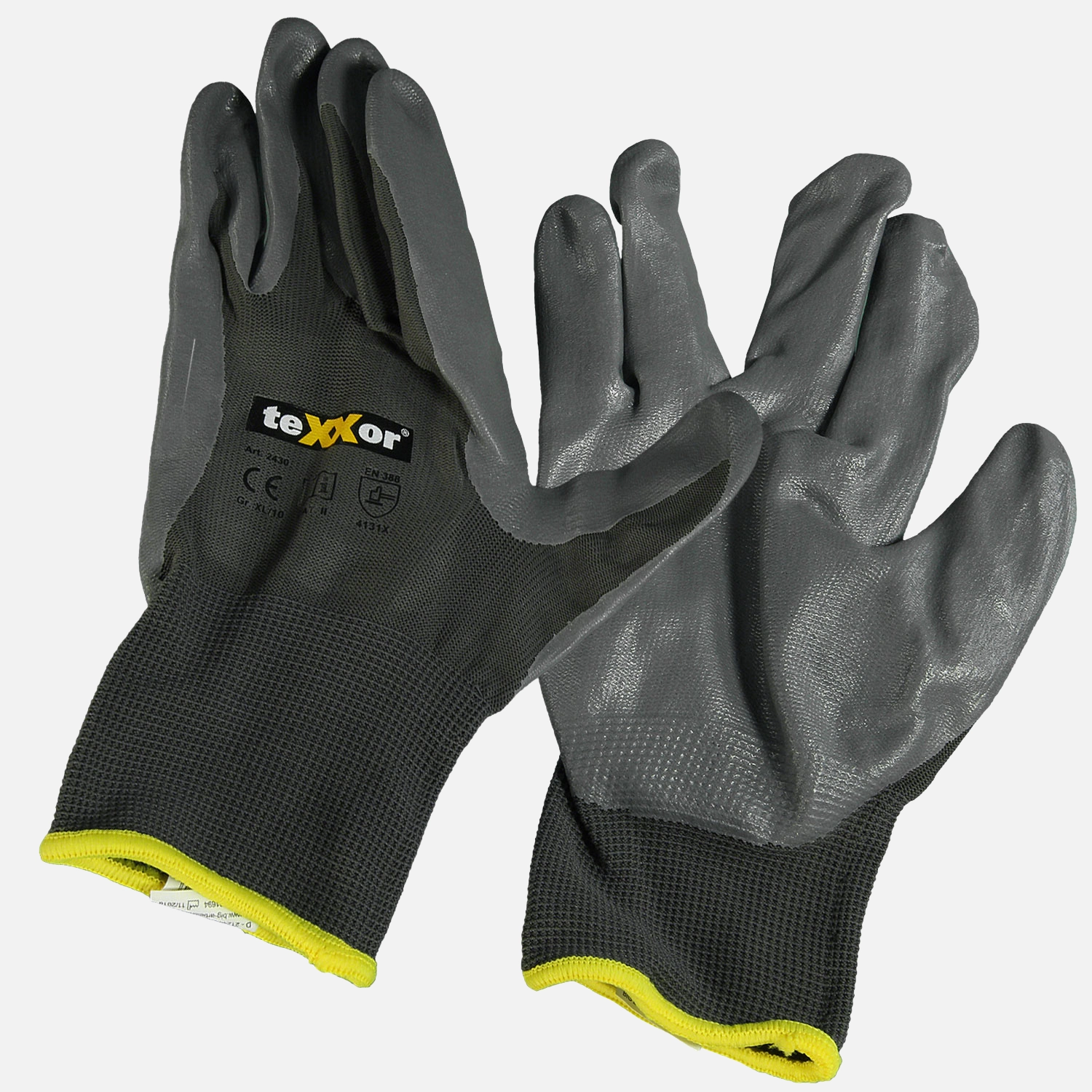 1 Paar Nylon - Schutzhandschuhe, vielseitig, grau, Gr. 08