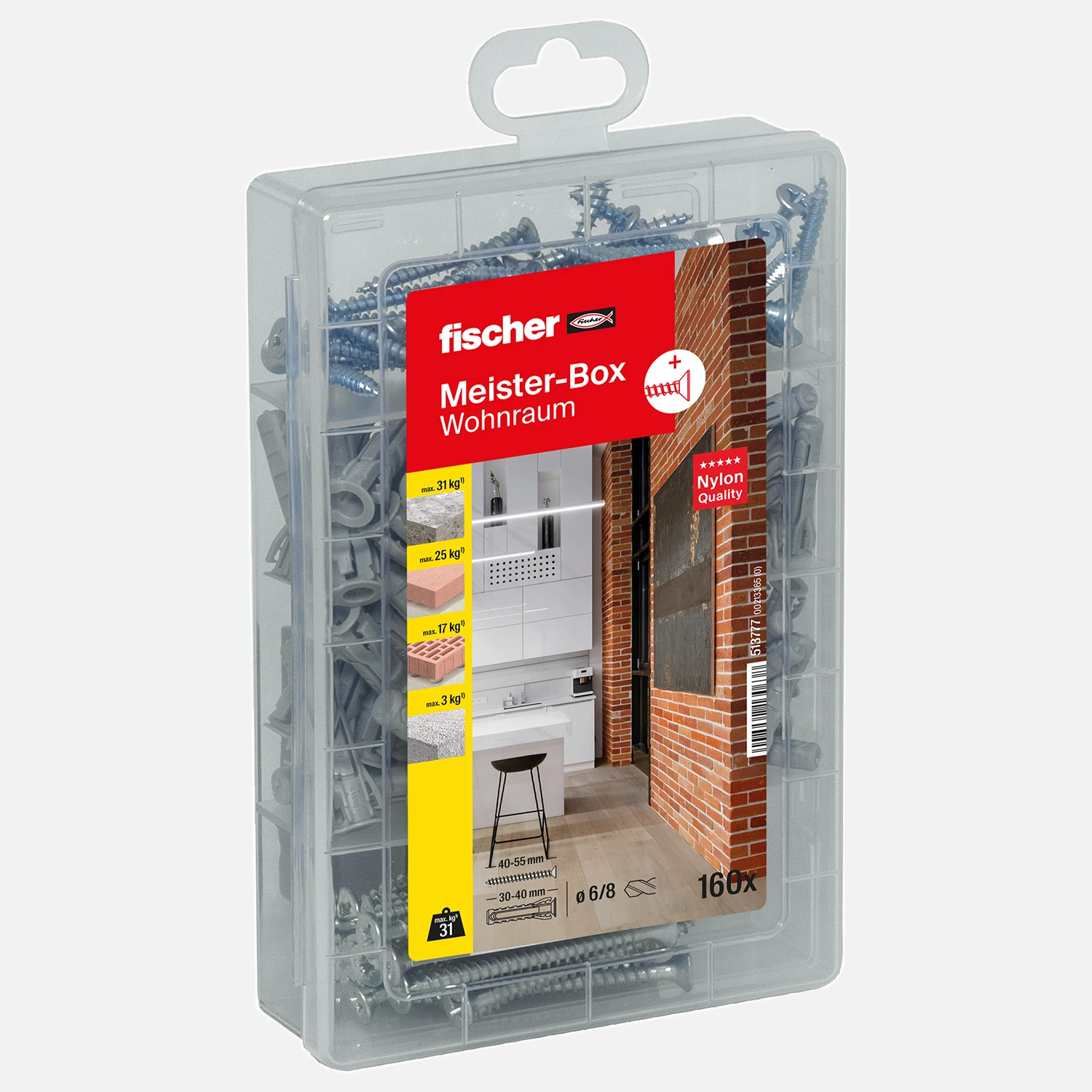 160 tlg. FISCHER Meister-Box Wohnraum + Schrauben, SX - Spreizdübel 6/8 mm + Schrauben 4,5/5 mm