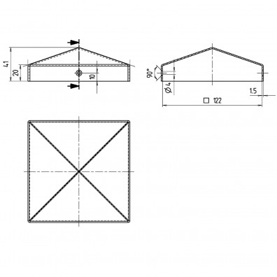1 Alberts Pfostenkappe flach Stahl feuerverzinkt 120x120 mm