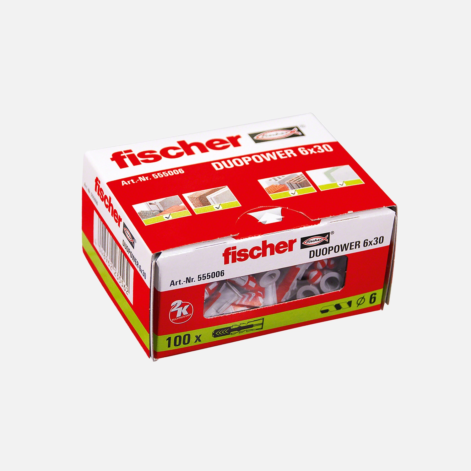 100 FISCHER DUOPOWER Nylon-Dübel - 6x30 mm