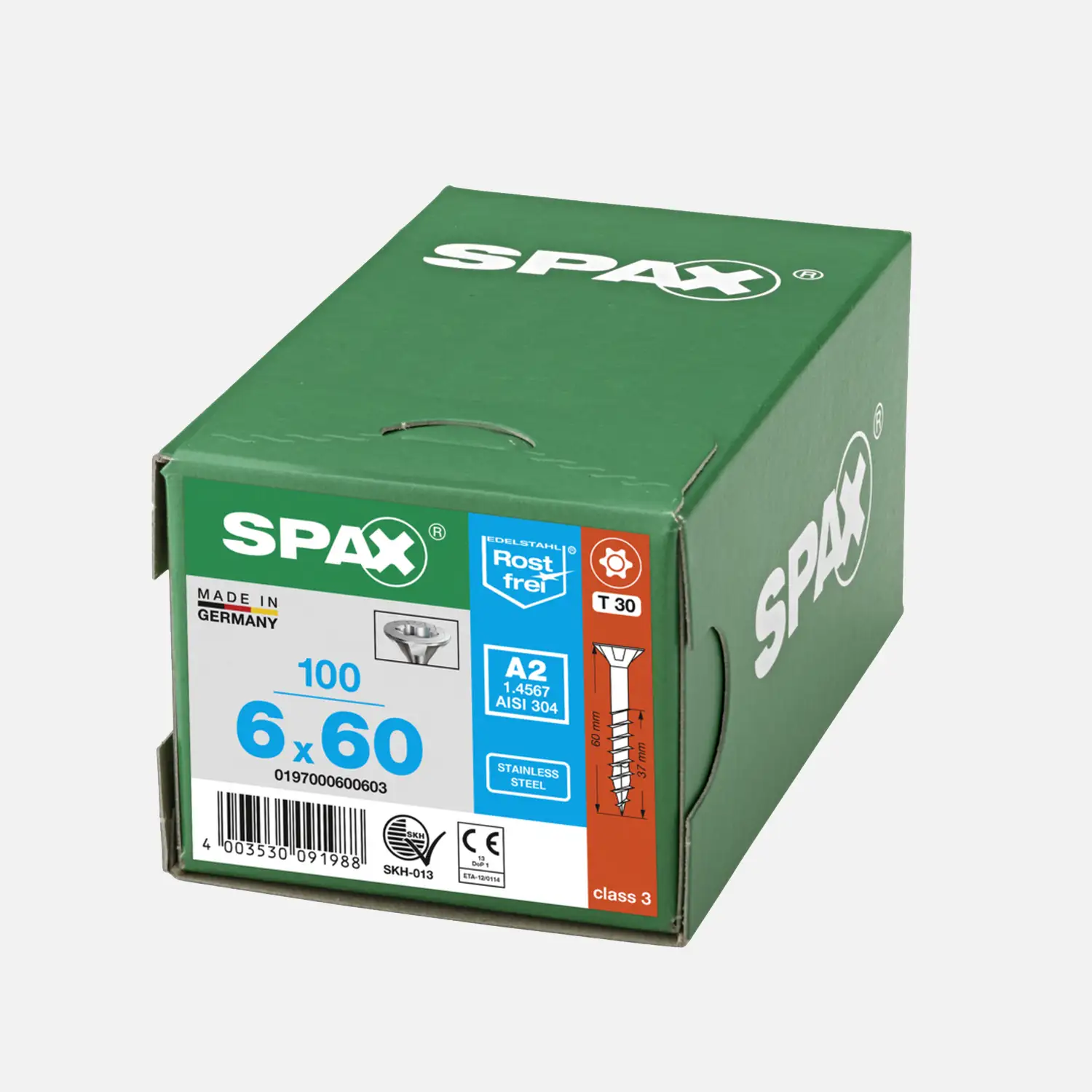 100 SPAX Universalschrauben A2 Senkkopf Torx 6x60