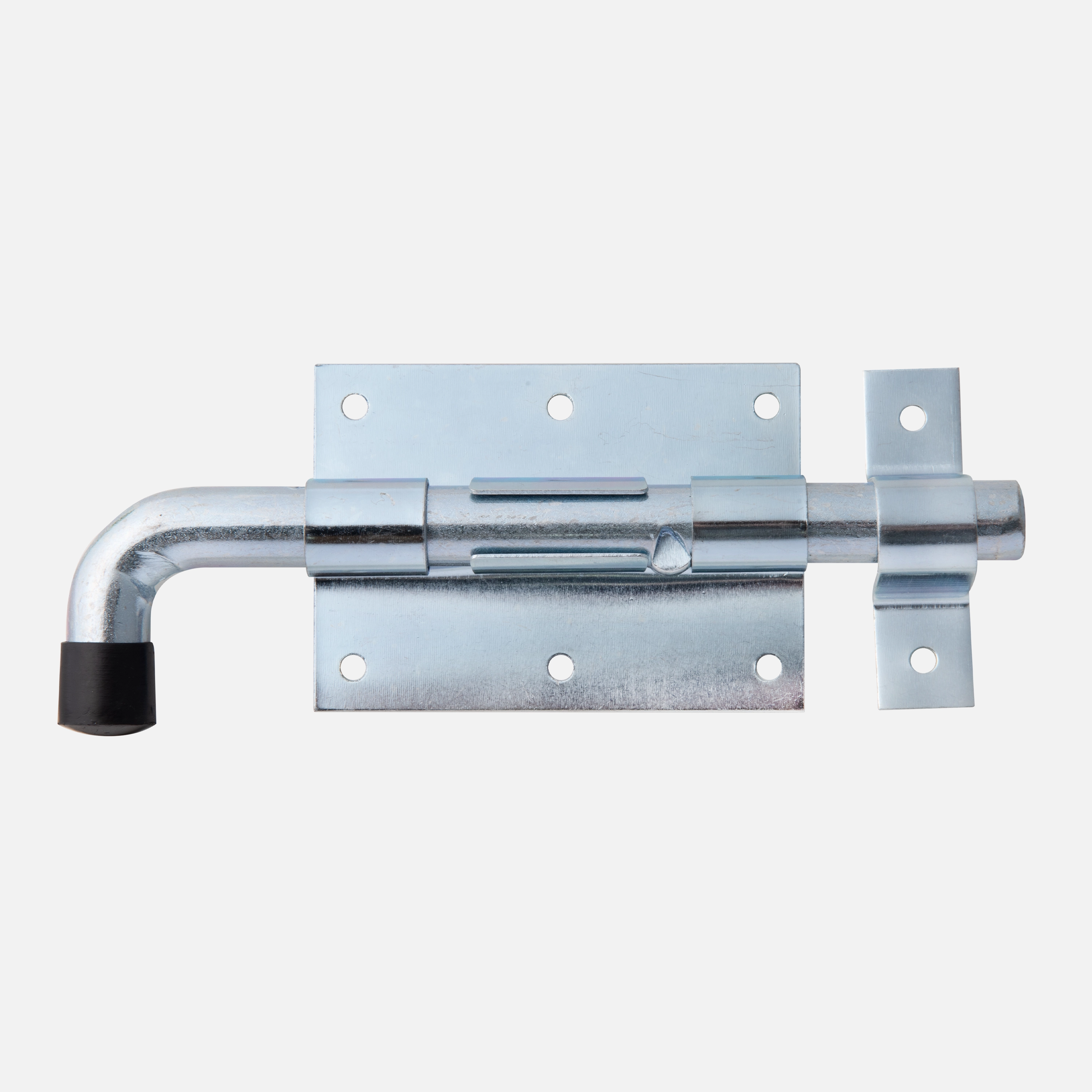 1 Bolzenriegel mit rundem Griff, 67x95 mm, Ausschub 39 mm, seitliche Anordnung, galvanisch verzinkt, mit Schlaufe