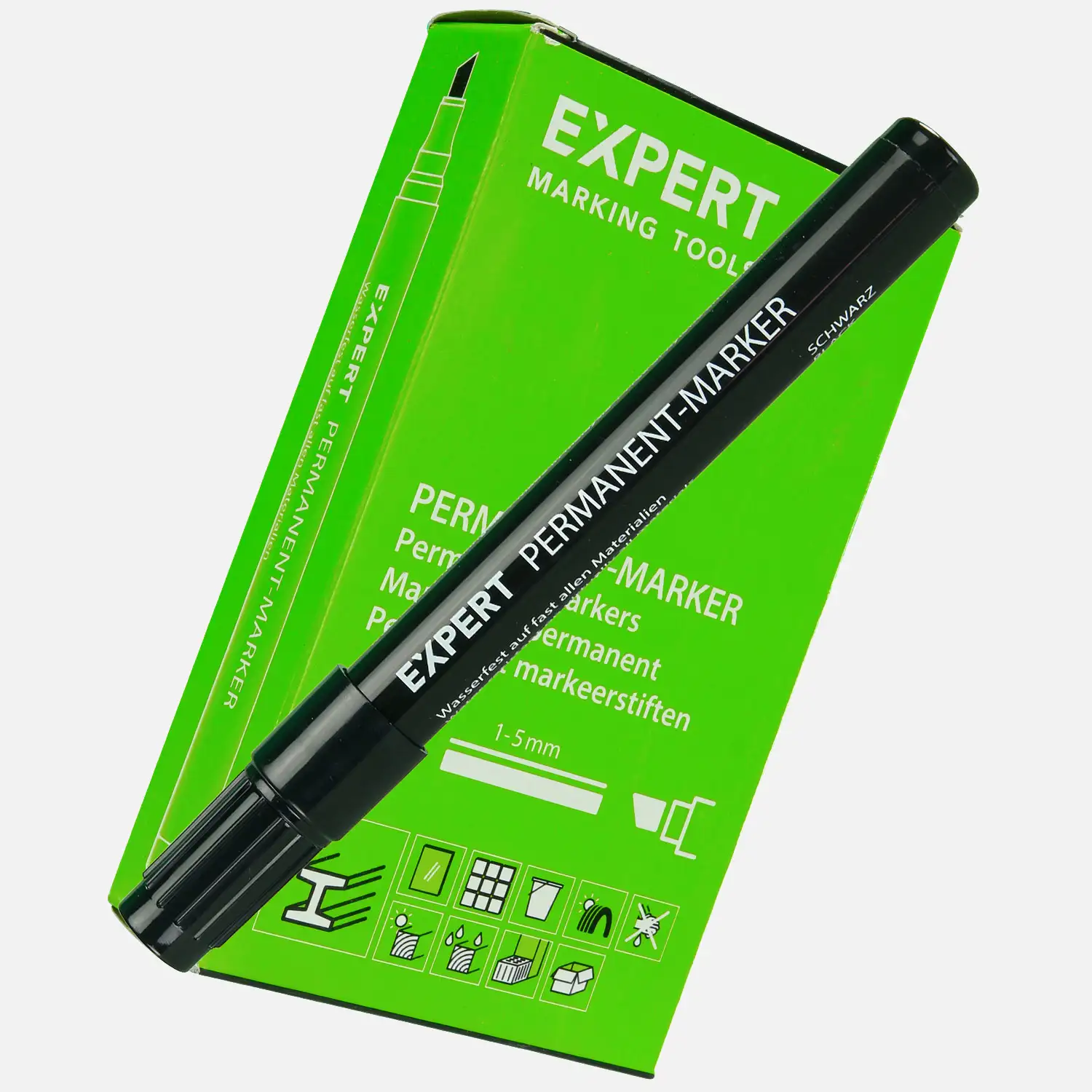 10 Permanentmarker Keilspitze, Schwarz, 1-5 mm, Wasserfest