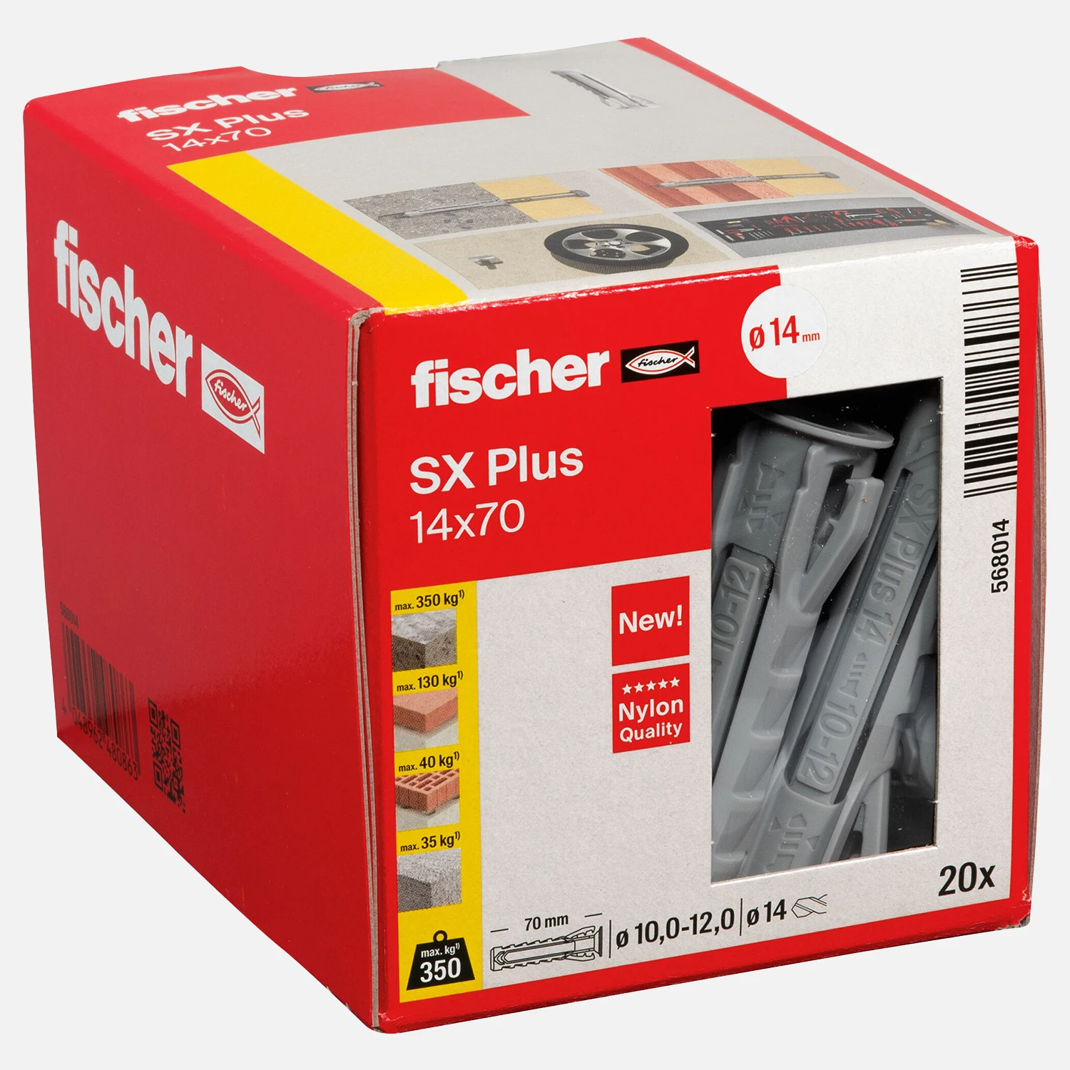 20 FISCHER Spreizdübel SX Plus - 14x70 mm - Nylon