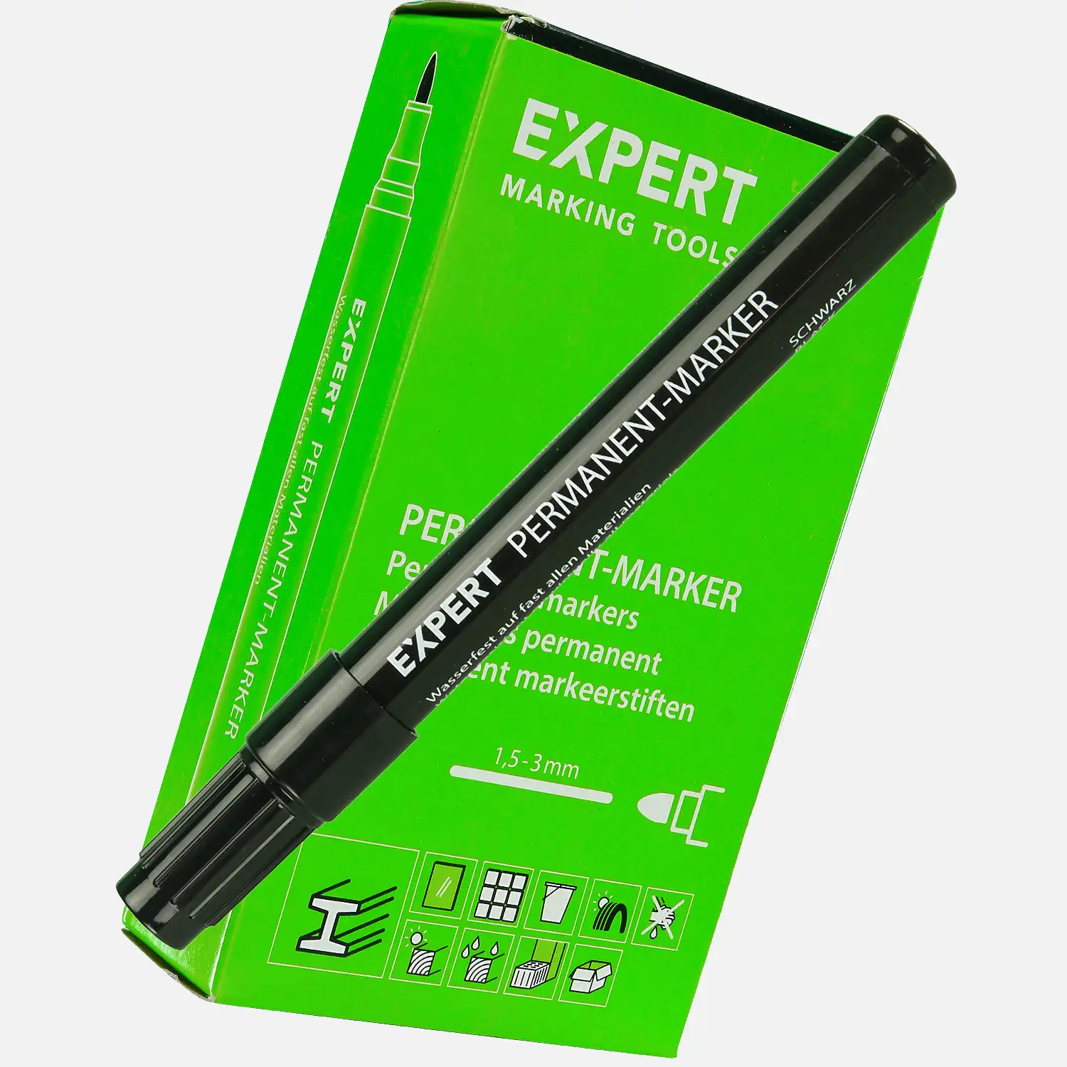 10 Permanentmarker Rundspitze, Schwarz, 1,5-3 mm, Wasserfest