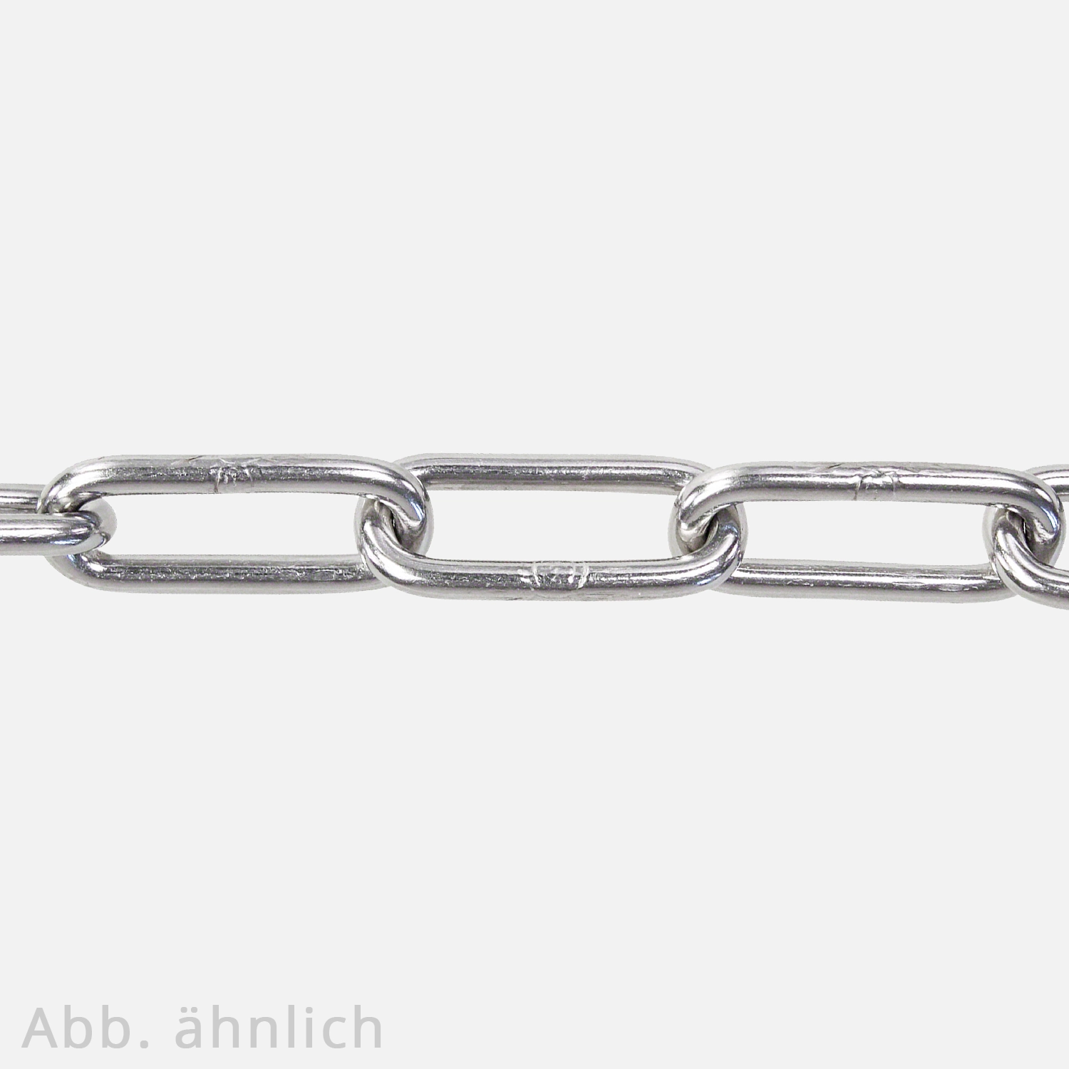 1 Meter Rundstahlkette, langgliedrig,DIN 763, 4x32mm, Edelstahl A4