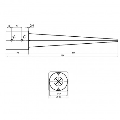 1 Alberts Einschlagbodenhülse feuerverzinkt für Ø 120mm runde Pfosten Tiefe 750mm