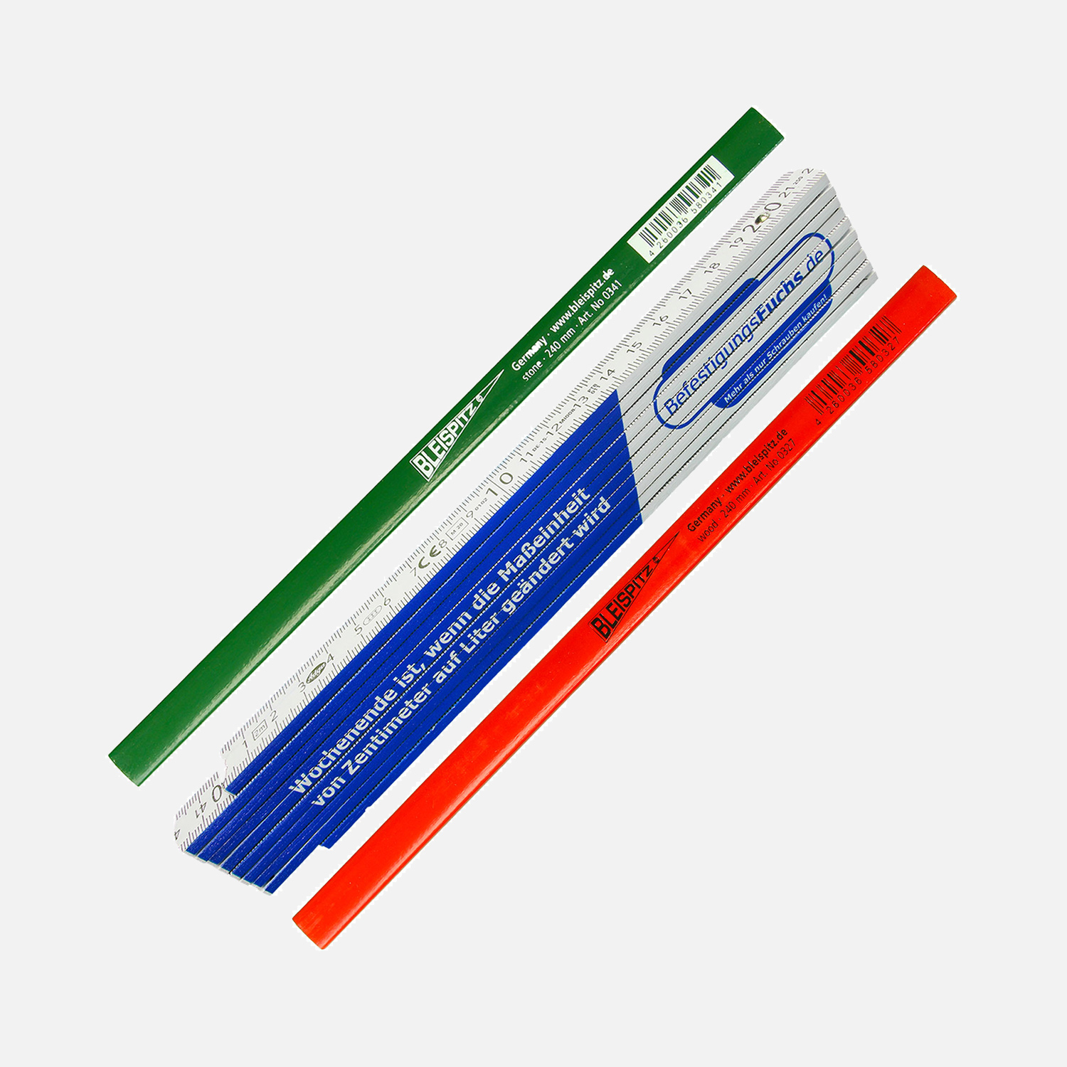 3 tlg Zollstock und Bleistift - Sortiment