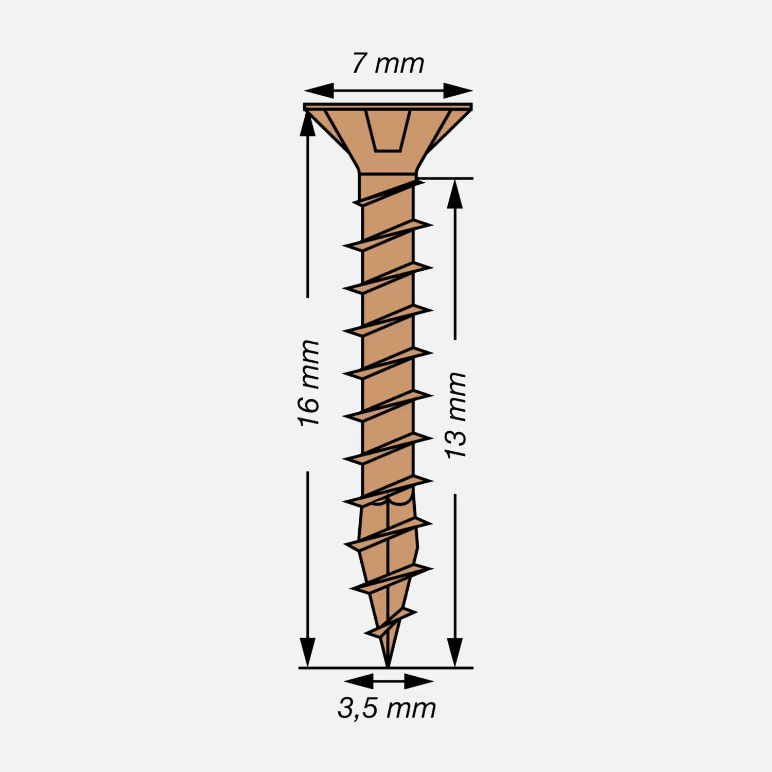 1000 SPAX Universalschrauben 3,5x16mm, brüniert, PZ, Senkkopf 