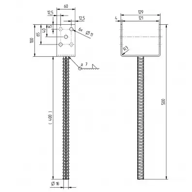 1 Alberts U-Pfostenträger feuerverzinkt mit 400mm Riffeldolle für 120 mm