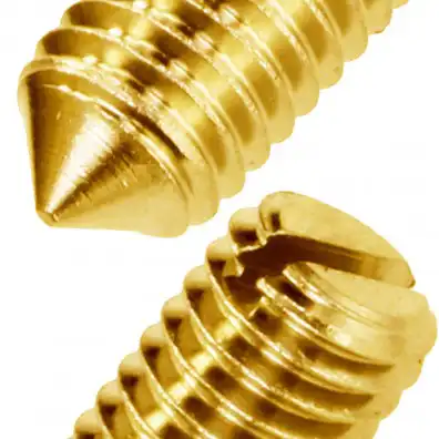 100 Gewindestifte mit Schlitz und Spitze M5x5 mm - DIN 553 - Messing