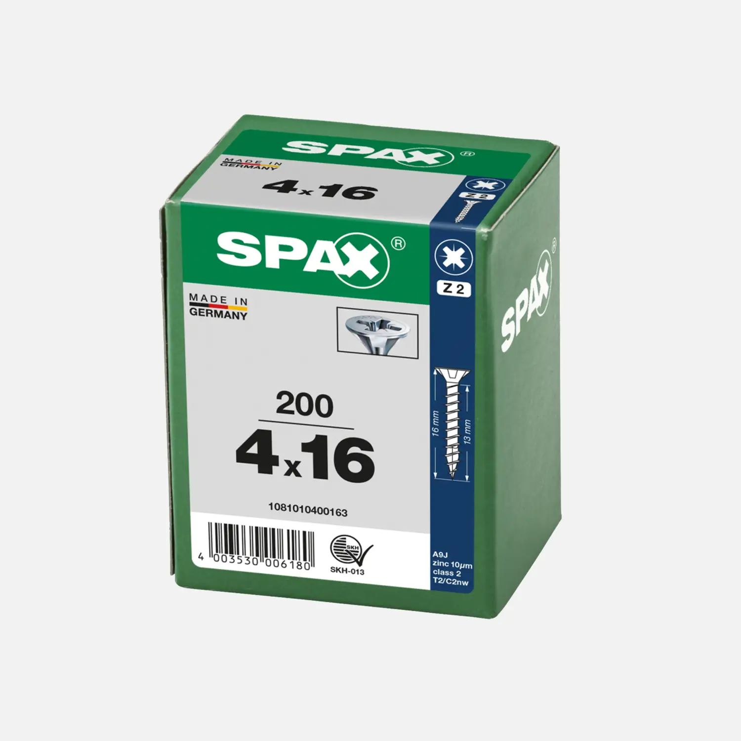200 SPAX Universalschrauben 4x16 mm - verzinkt - PZ - Senkkopf
