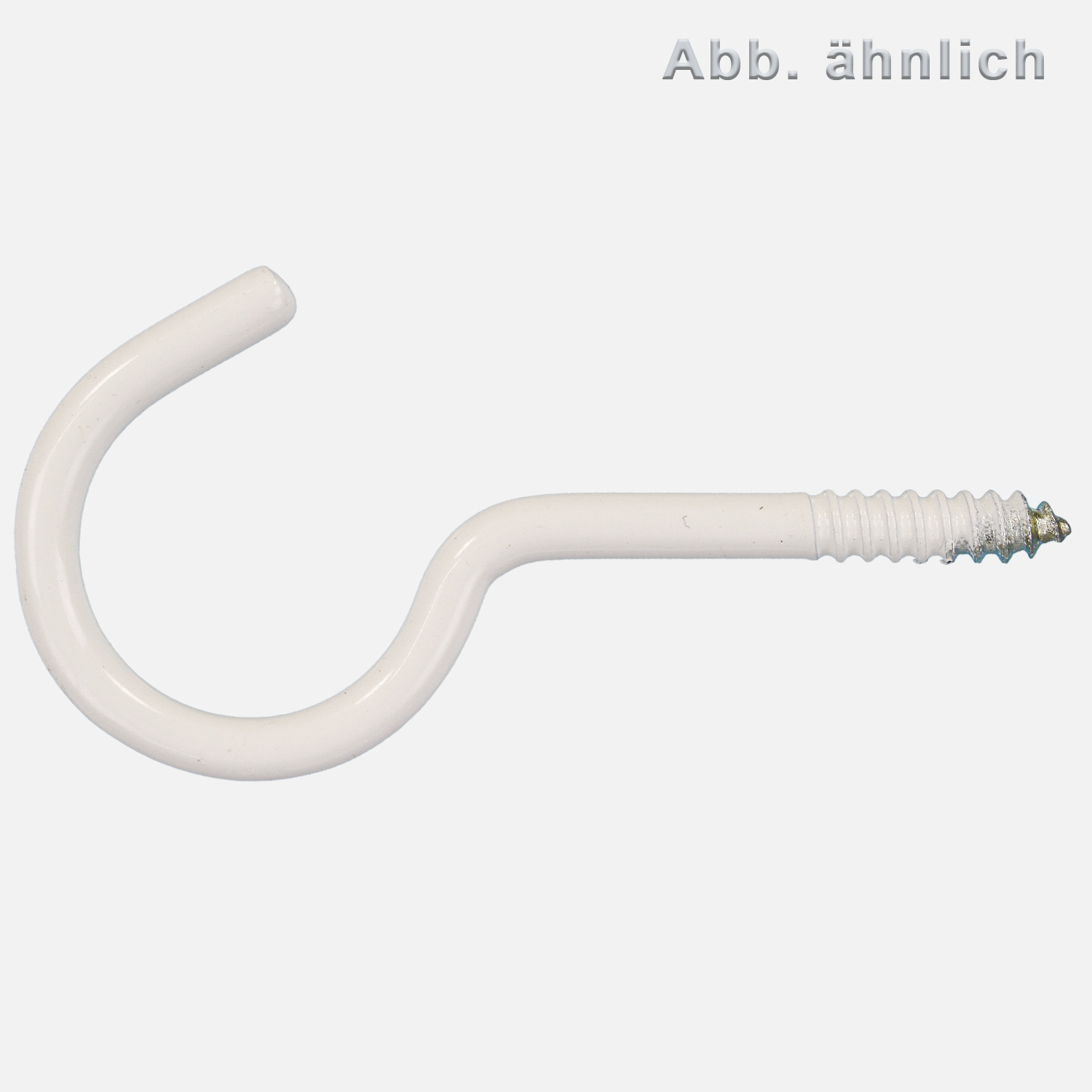 15 Wäscheleinenhaken, große Öse, Stahl, weiß Kunststoff beschichtet, 5,1x60mm