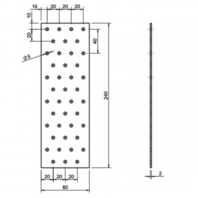 5 Standard Lochbleche feuerverzinkt 80x240x2 mm