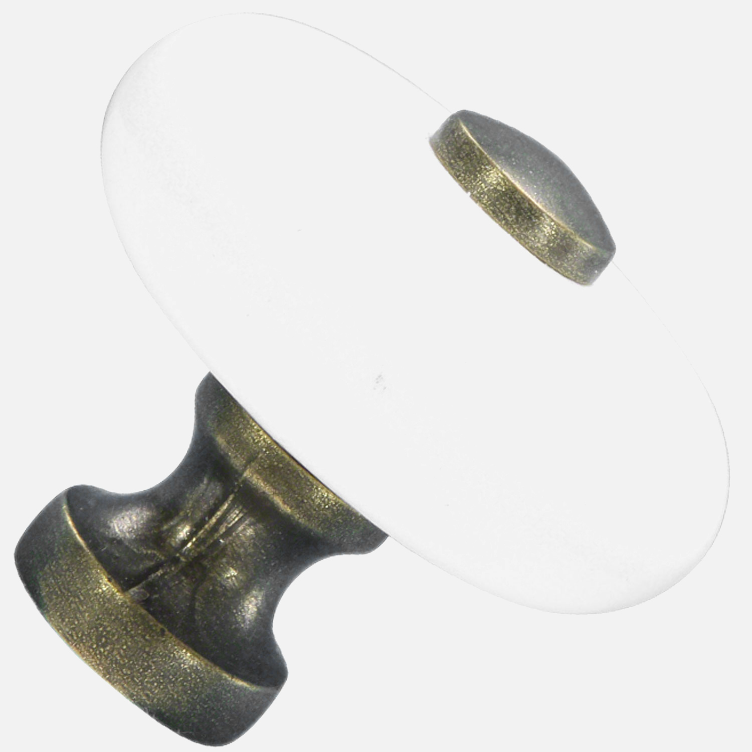 1 HSI Möbelknopf - Kugel Porzellan weiß/brüniert 25mm