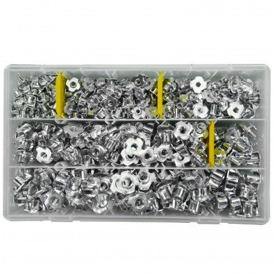 376 tlg Einschlagmuttern Sortiment, galv. blau verzinkt, M4-M10