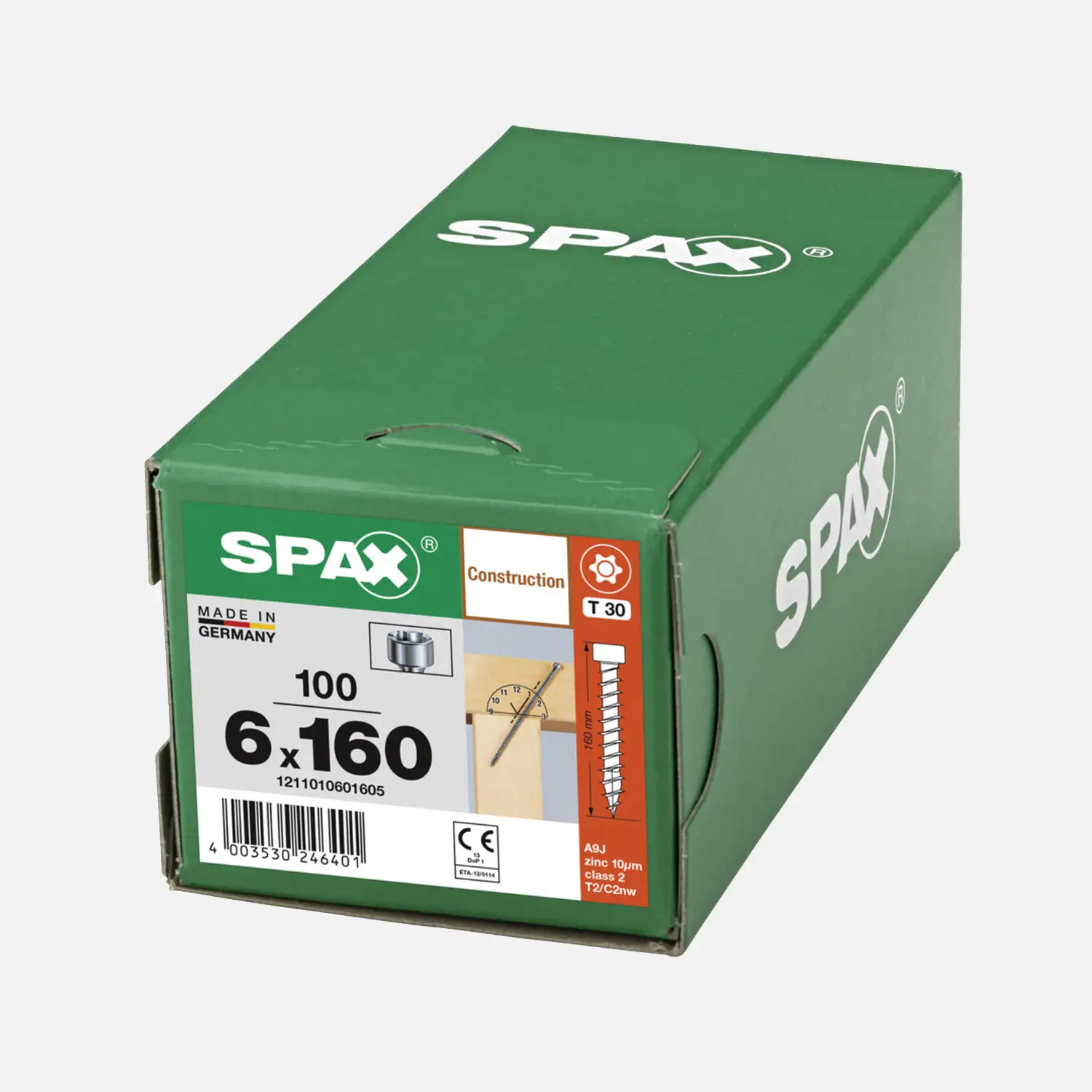 100 SPAX Holzbauschrauben Zylinderkopf Torx Wirox 6x160