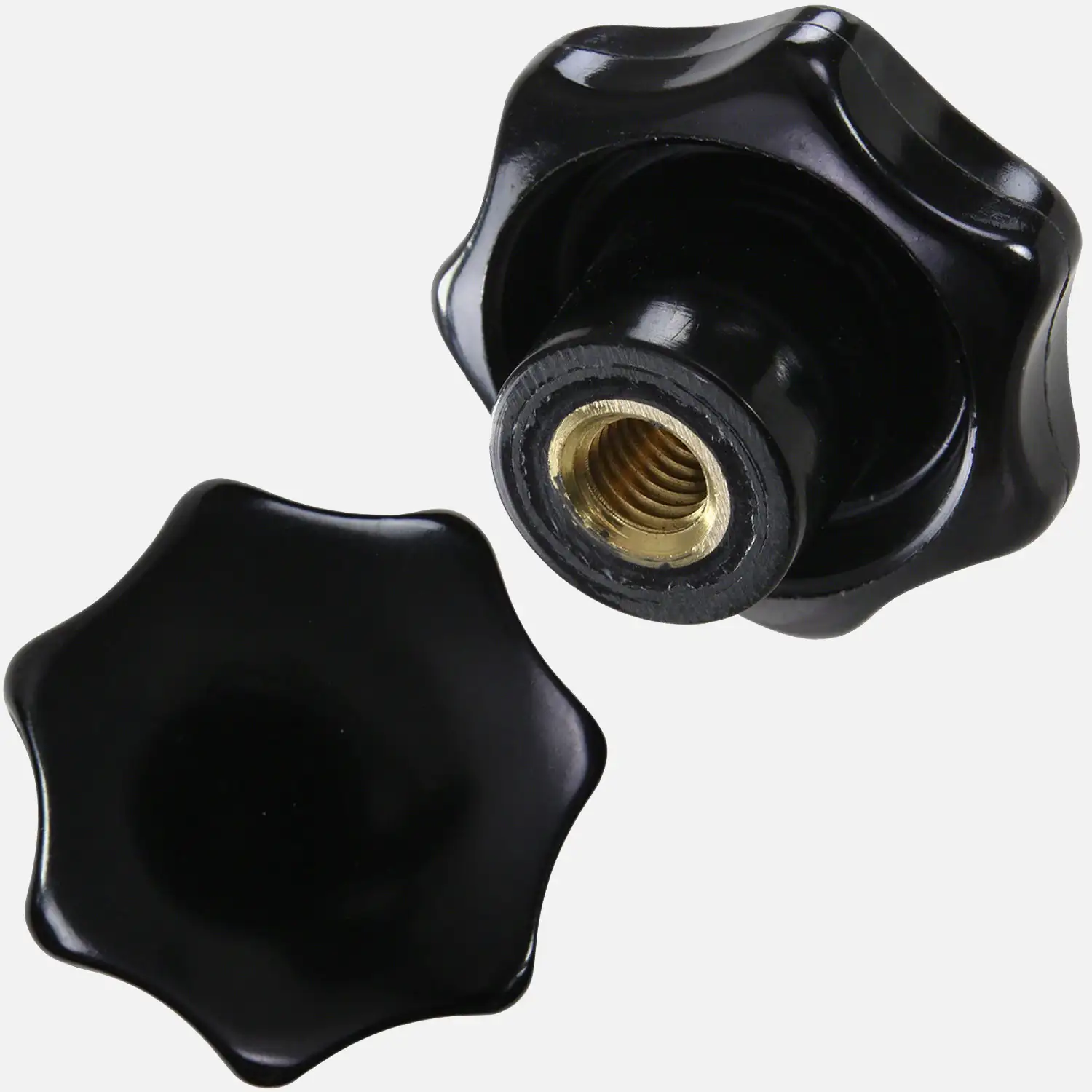 10 Sterngriffe M8, Kunststoff, 50mm Griff-Ø, DIN 6336, Messing Gewindebuchse
