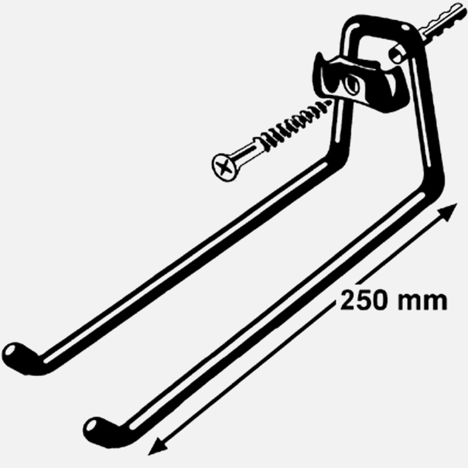 1 FISCHER System-Langhaken-Set 260mm, inkl. Dübel und Schraube